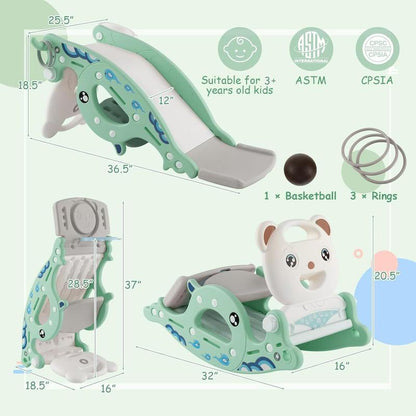 Slide Rocking Playset with Basketball Hoop