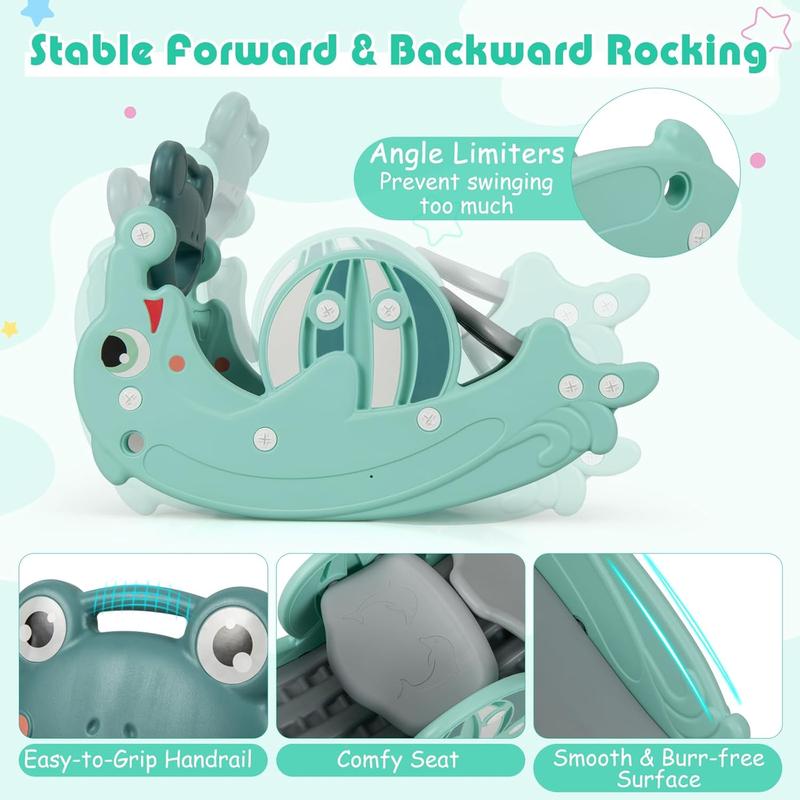 Slide Rocking Playset with Basketball Hoop