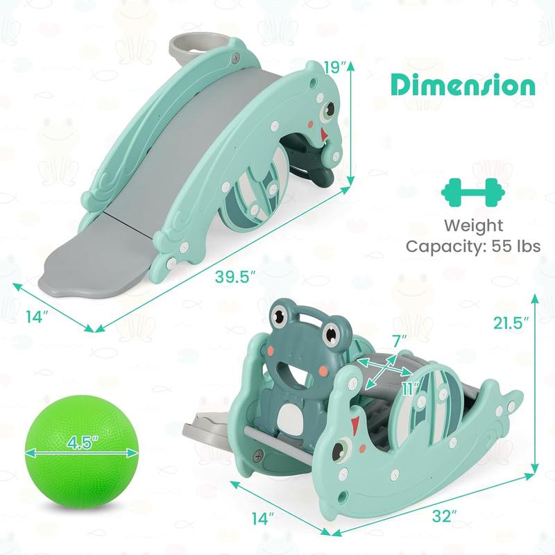 Slide Rocking Playset with Basketball Hoop